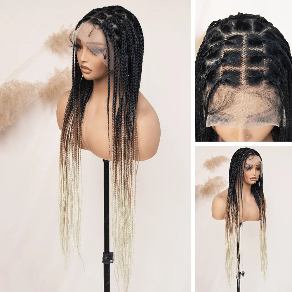 Knotless Box Braid Wigs With Baby Hair Handmade Full Lace Braided Wig for Women