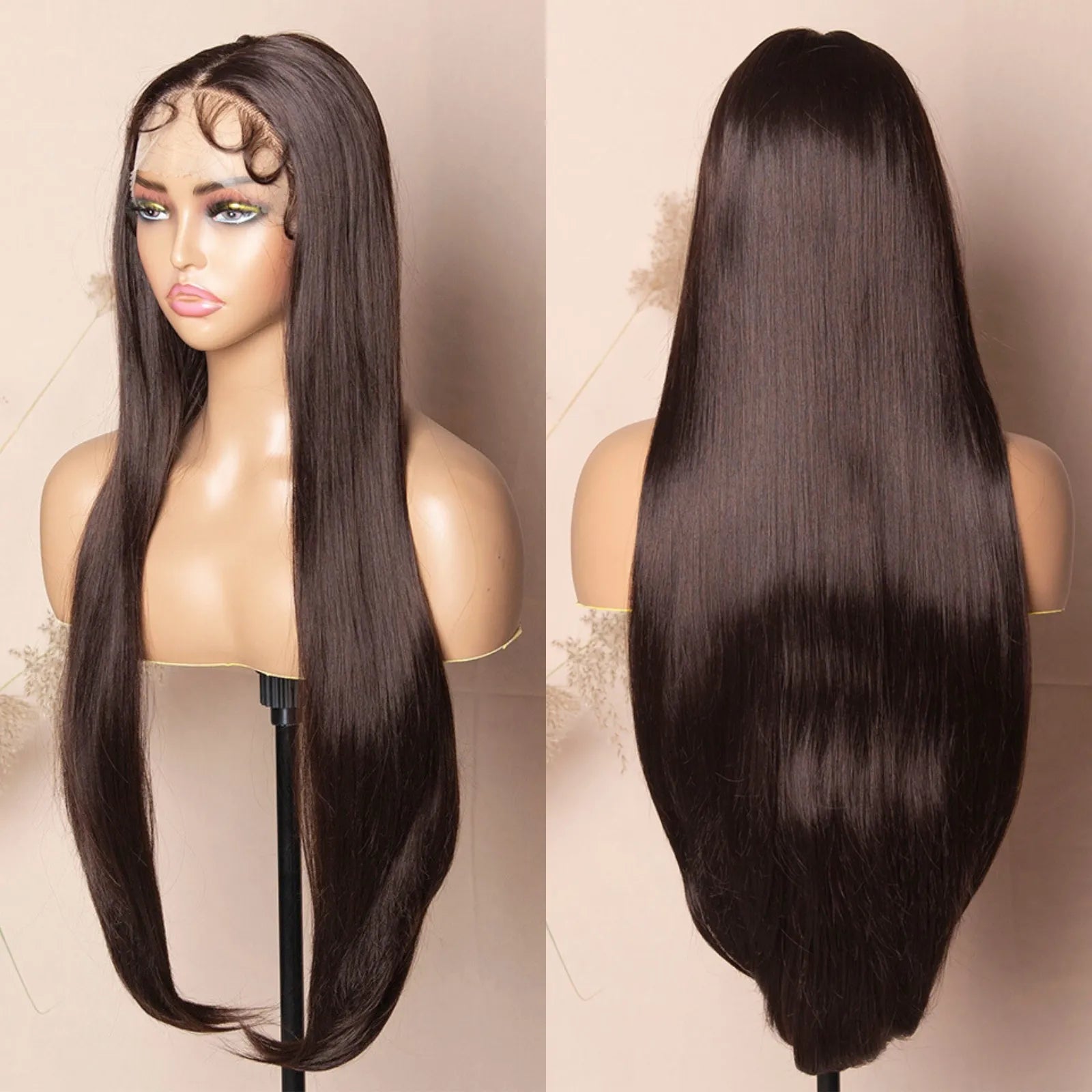 BUY 1 GET 1  32inch Boho Triangle Knotless Full Lace Braided Wig+ 32inch Silky Straight 13x4x1 Lace Front Wig | Glueless Pre-plucked Hairline Synthetic Lace Front Wigs