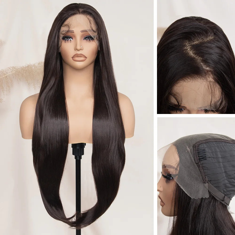 BUY 1 GET 1  32inch Boho Knotless Twist Full Lace Braided Wig + 30inch Long Straight 13×6 Lace Front Wig | Glueless Pre-plucked Hairline Synthetic Lace Front Wigs