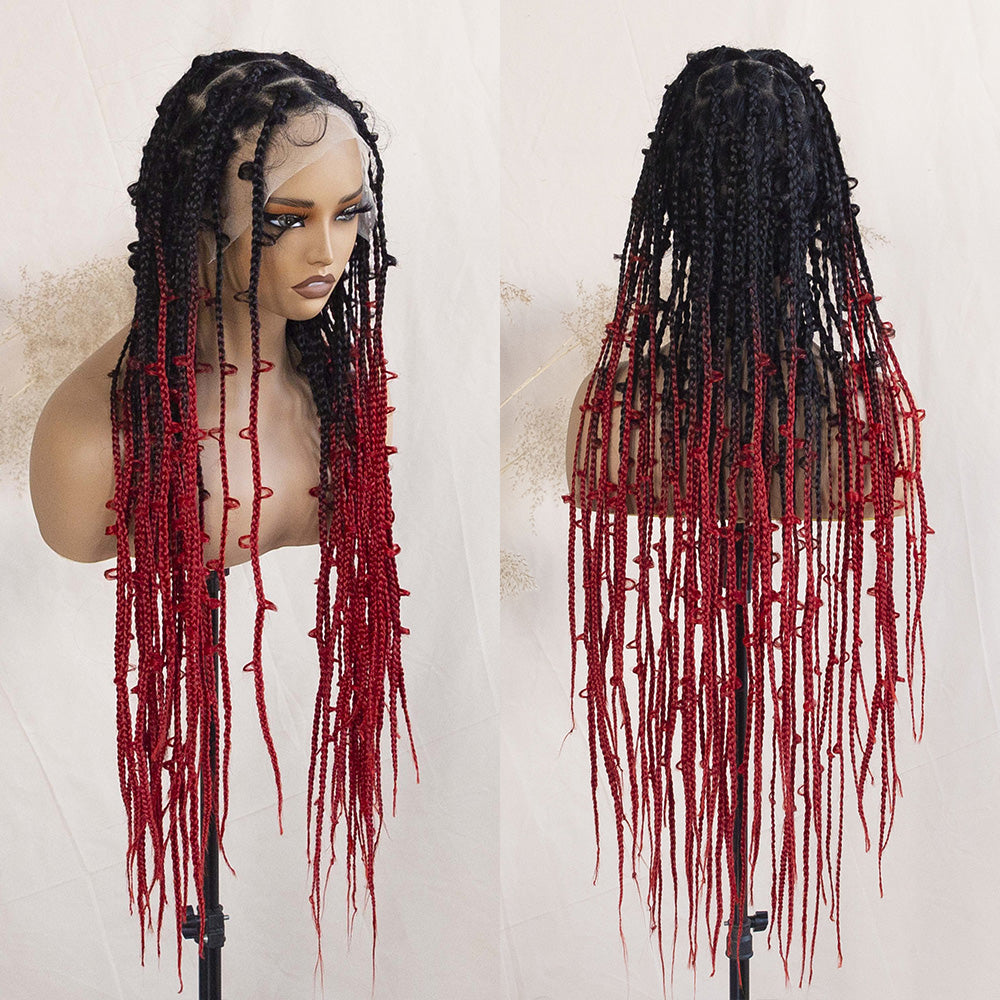 Flash Sale 30% Off Knotless Butterfly Braids Wig Ombre Red