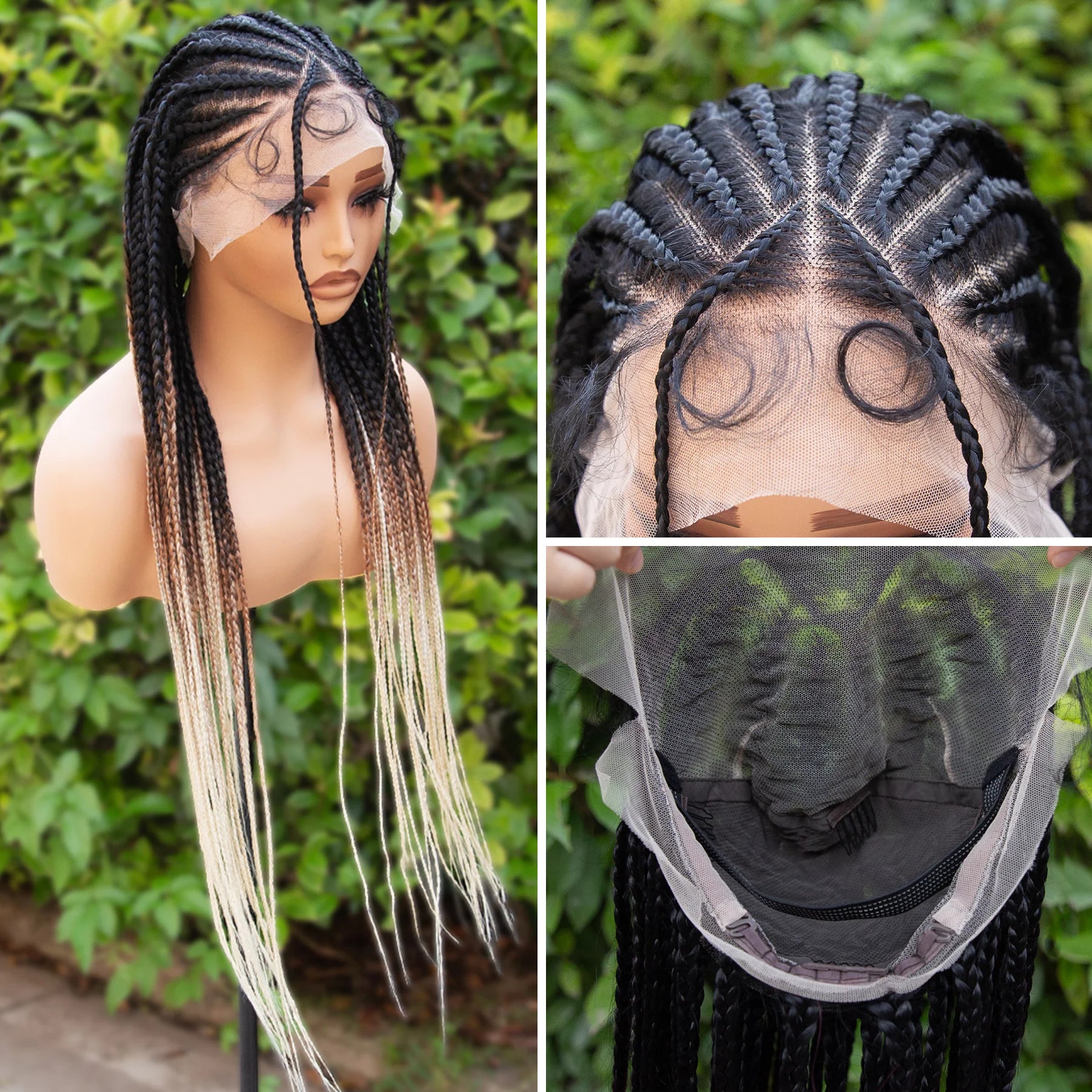 Cornrow Braided Wig With Baby Hair Full Lace Box Braid Wigs For Black Women