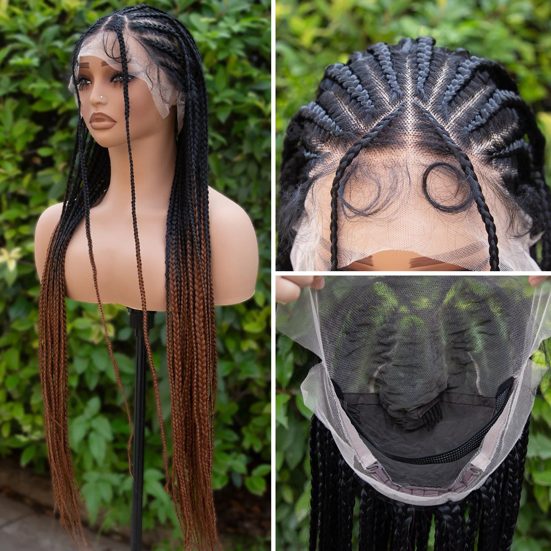 Cornrow Braided Wig With Baby Hair Full Lace Box Braid Wigs For Black Women