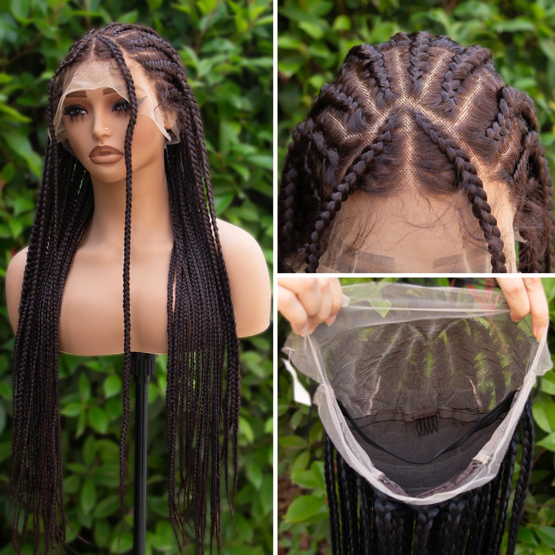 Cornrow Braided Wig With Baby Hair Full Lace Box Braid Wigs For Black Women