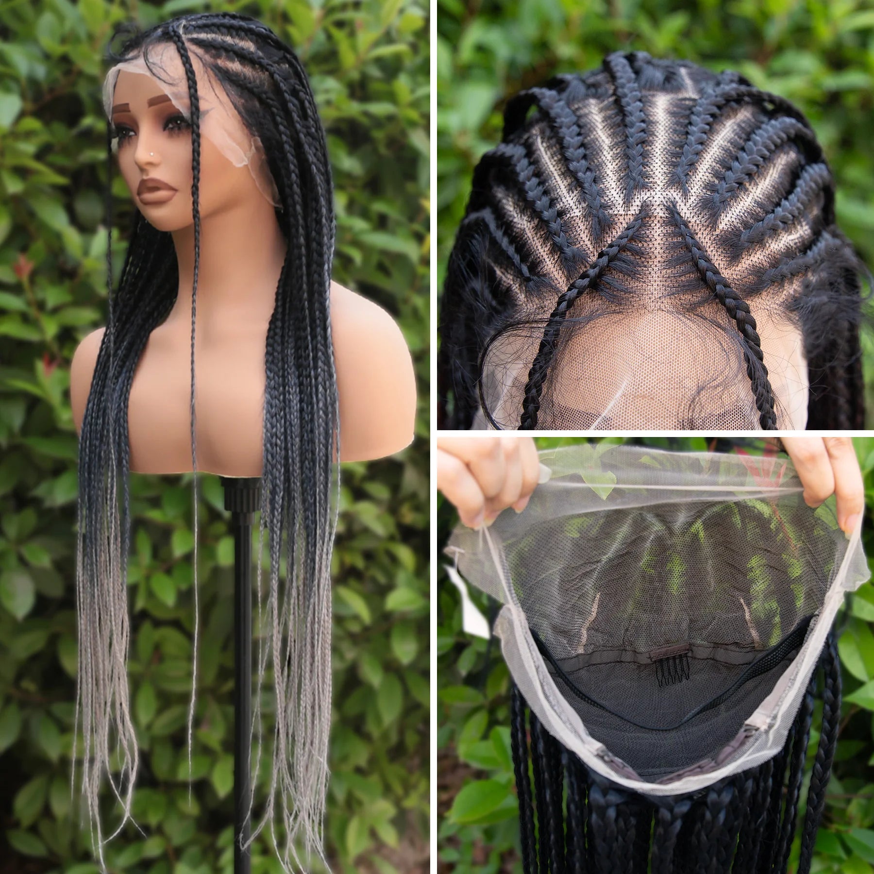 Cornrow Braided Wig With Baby Hair Full Lace Box Braid Wigs For Black Women