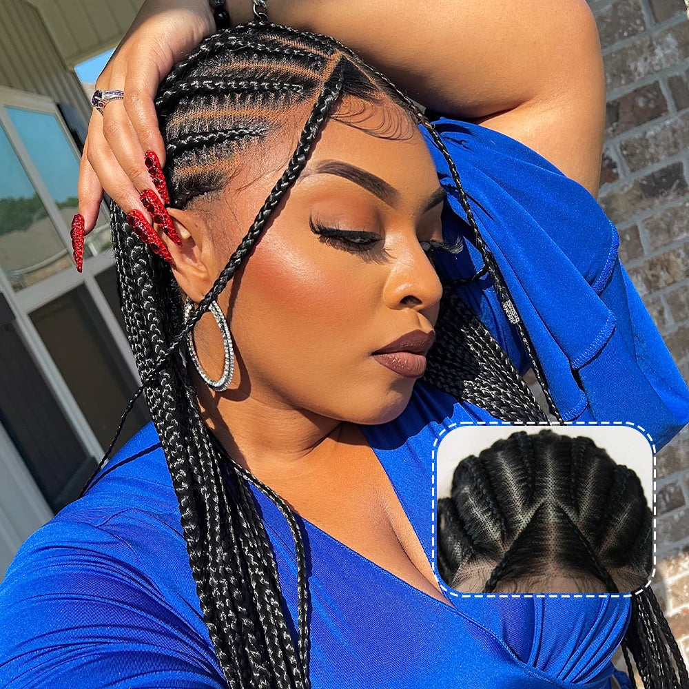 Cornrow braided wig natural black