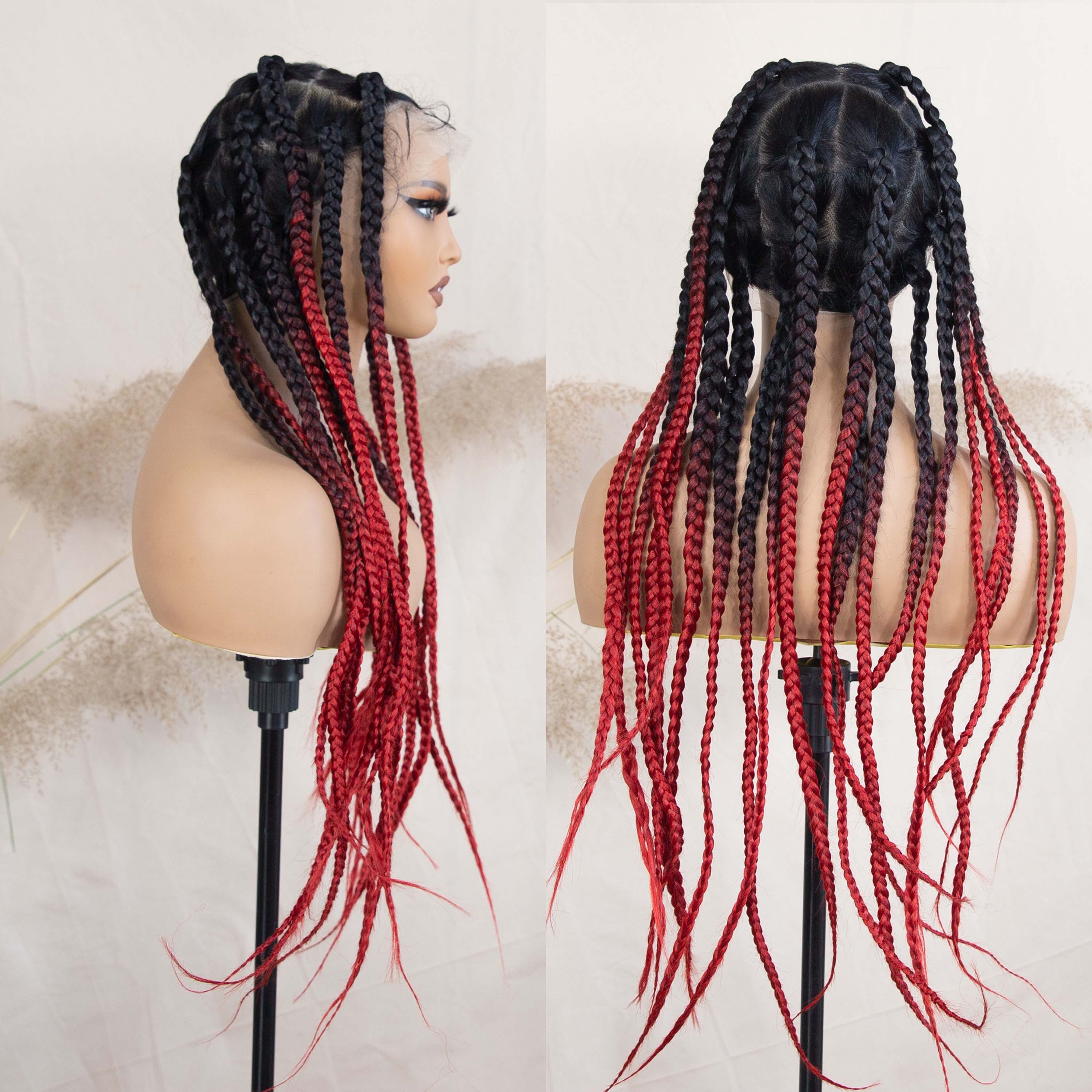 Jumbo Knotless Box Braids Full Lace Braided Wigs For Black Women Synthetic Braided Wigs