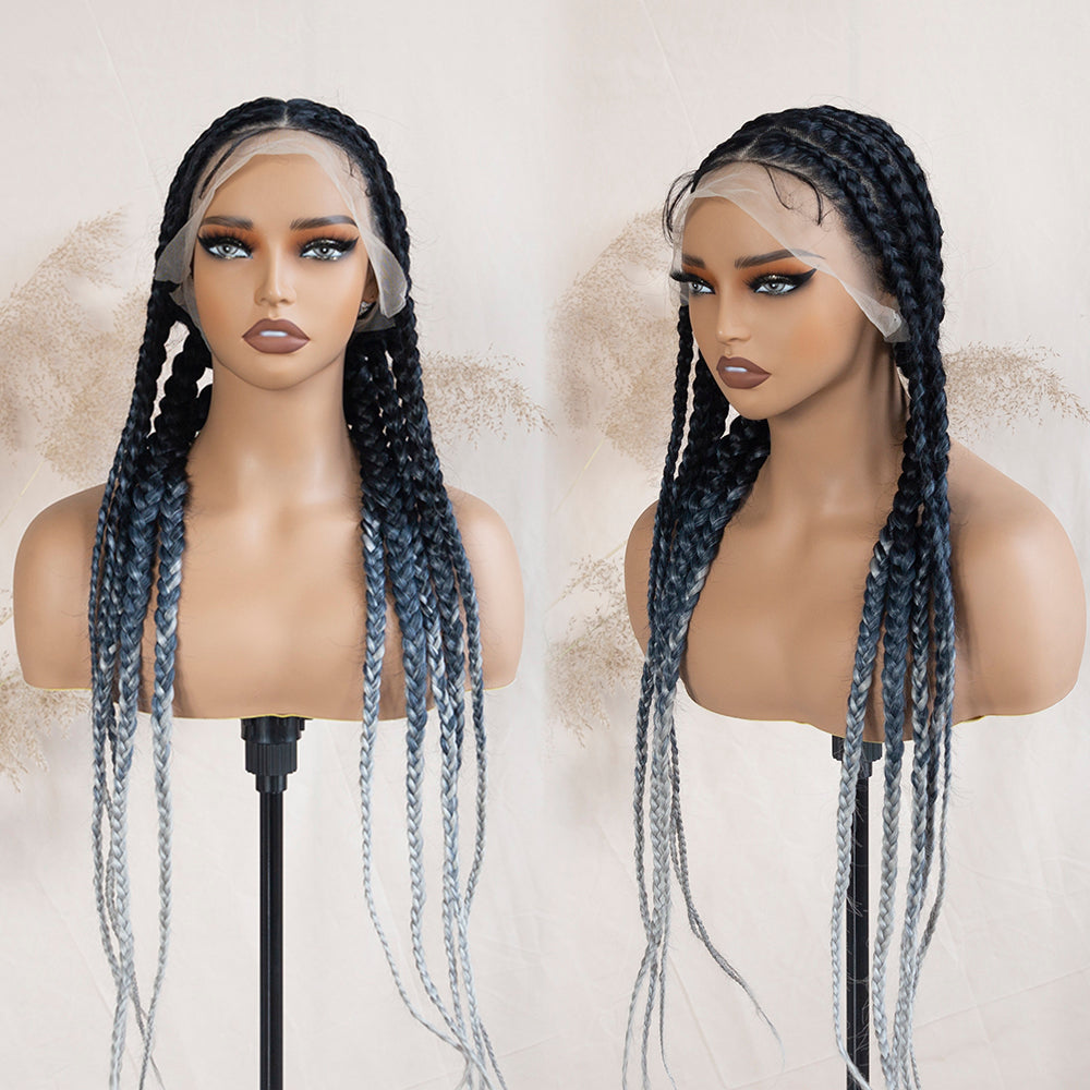 Pop Smoke Braids Full Lace Braided Wig Cornrow Braided Wig Synthetic Box Braid Wigs