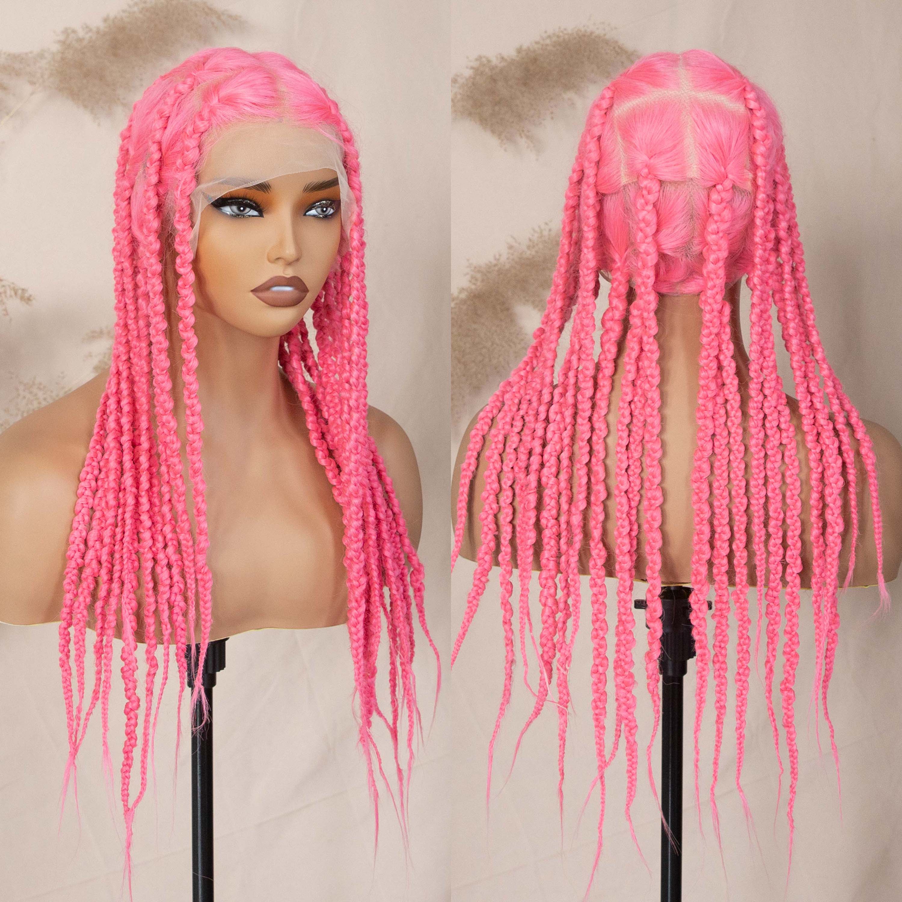 Irregular Braided Full Lace Wig Jumbo Knotless Box Braids For Black Women Synthetic Full Lace Wigs