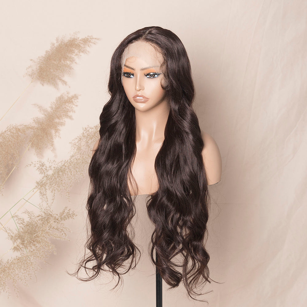 Chocolate Brown Blowout Loose Wave Hair Synthetic Lace Front Wig