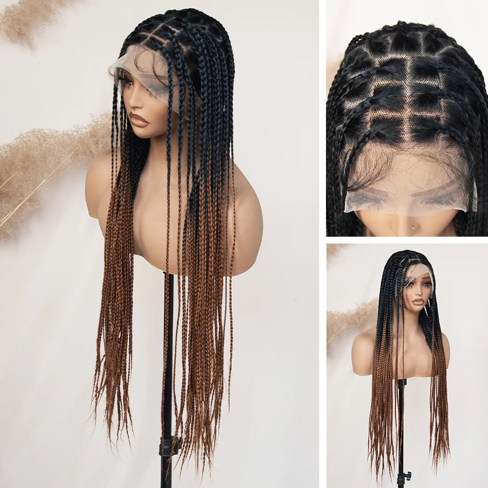 Knotless Box Braid Wigs With Baby Hair Handmade Full Lace Braided Wig for Women