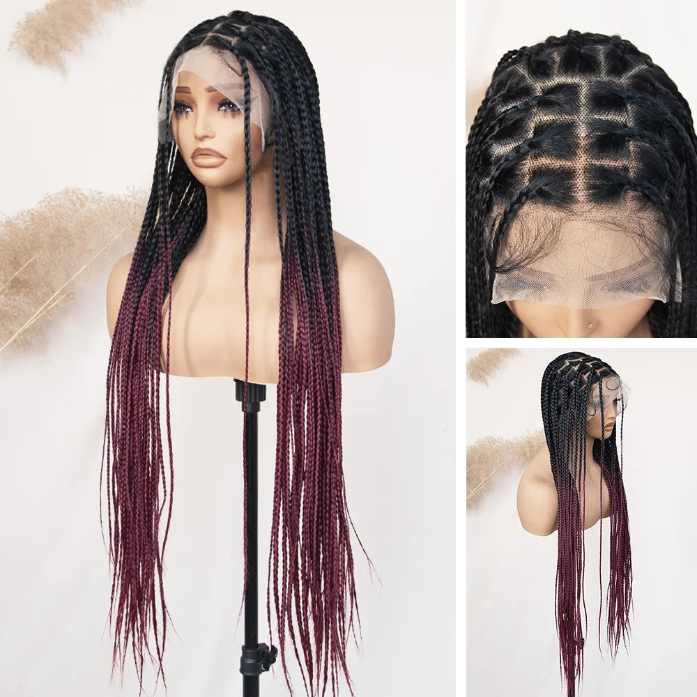 Knotless Box Braid Wigs With Baby Hair Handmade Full Lace Braided Wig for Women