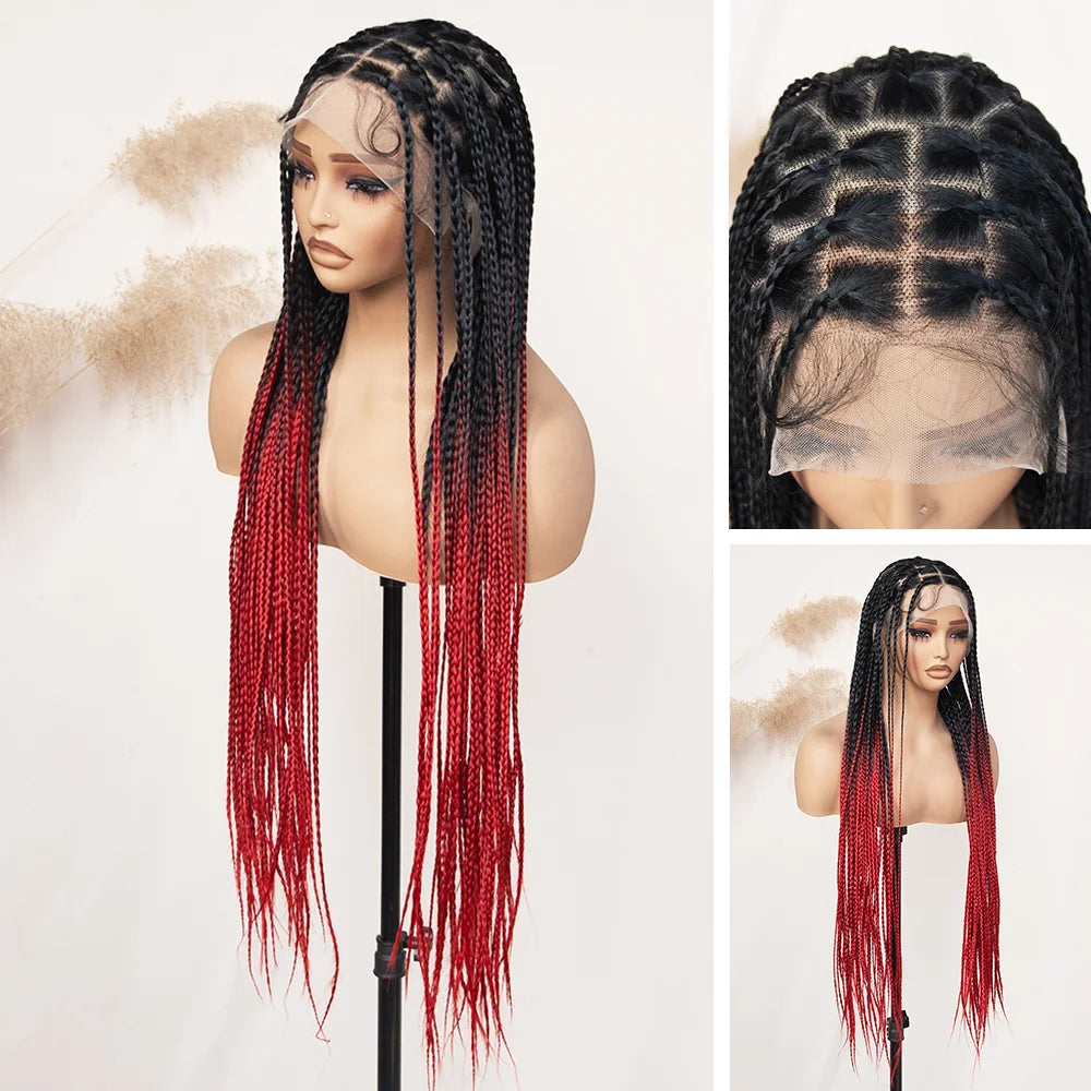 Knotless Box Braid Wigs With Baby Hair Handmade Full Lace Braided Wig for Women