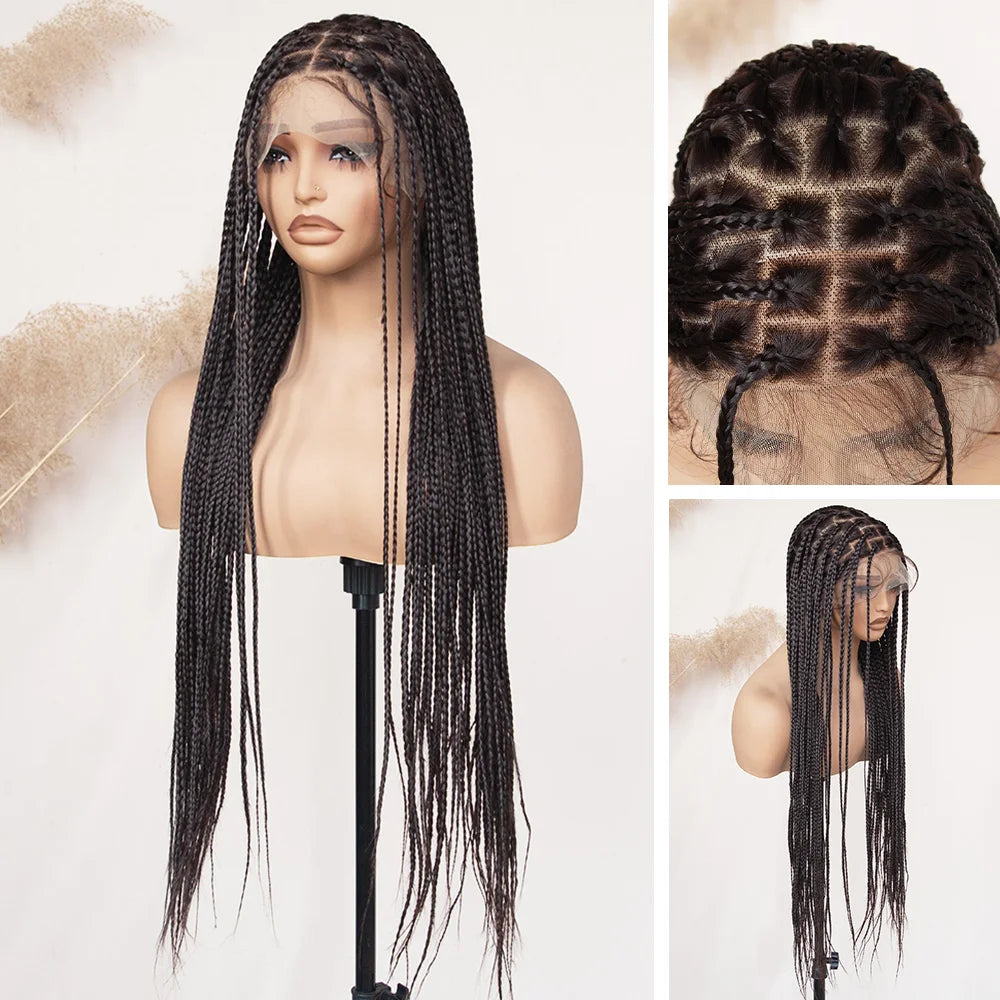 Knotless Box Braid Wigs With Baby Hair Handmade Full Lace Braided Wig for Women