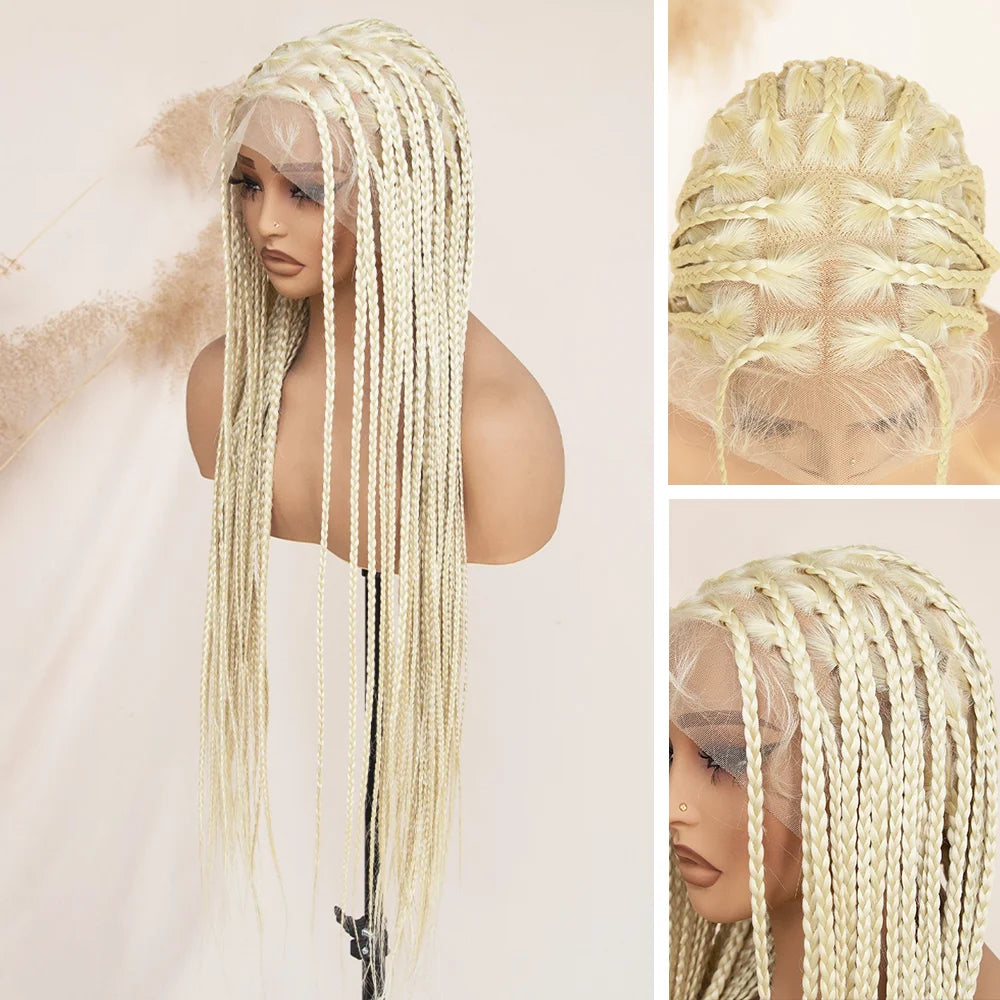 Knotless Box Braid Wigs With Baby Hair Handmade Full Lace Braided Wig for Women