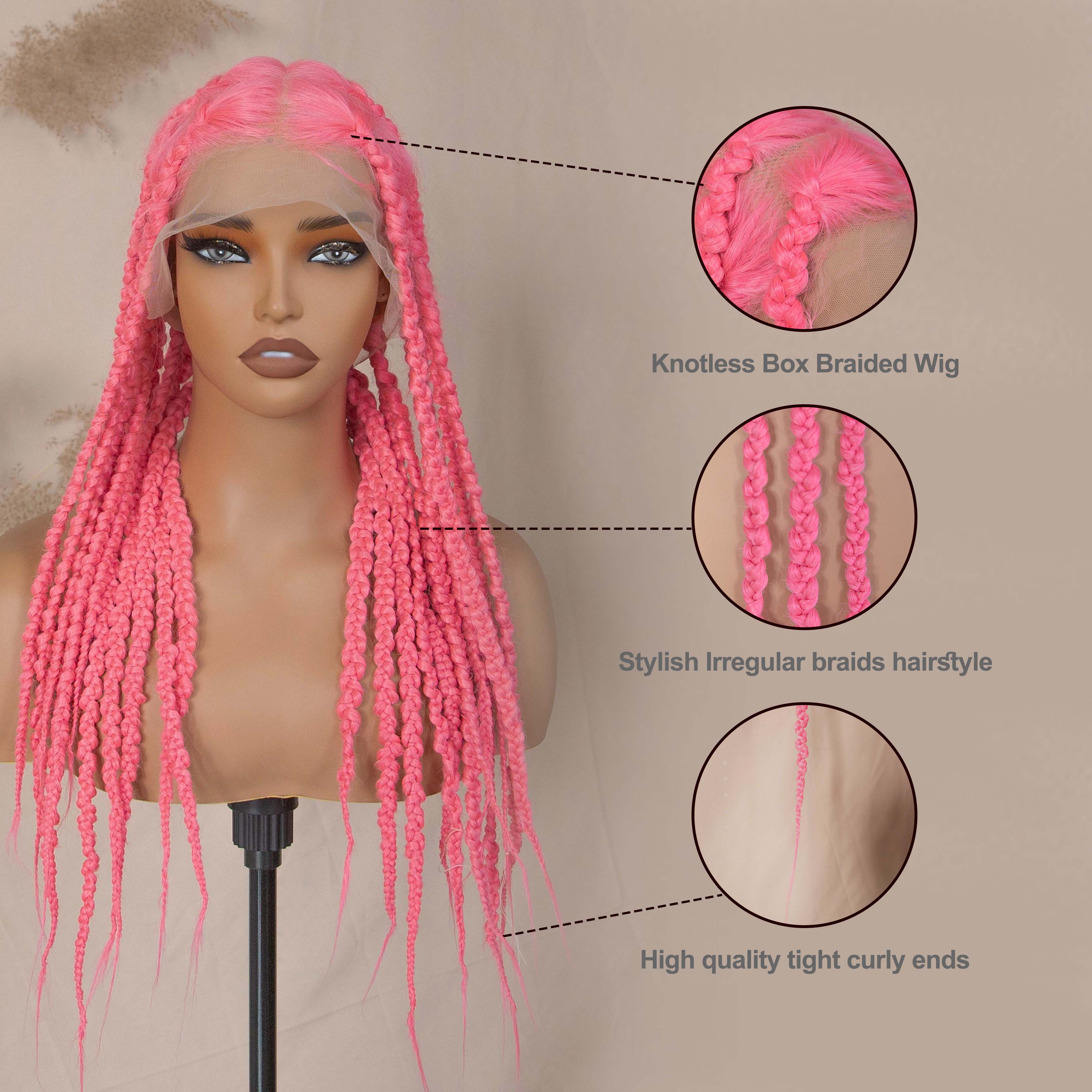 Irregular Braided Full Lace Wig Jumbo Knotless Box Braids For Black Women Synthetic Full Lace Wigs